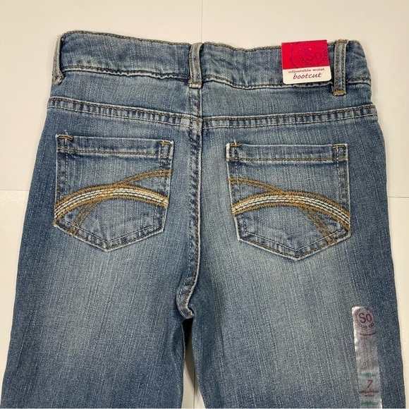 NWT SO Bootcut Adjustable Waist Girls Blue Jeans Size 7 - Picture 7 of 10